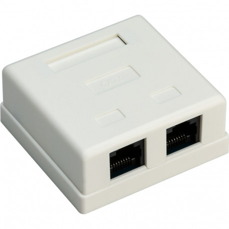 Goobay 2-port RJ45 pinnapealne paigalduskarp, CAT 6, UTP, valge