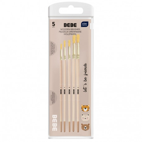 Pintslite komplekt 5 tk BEBE Friends puidust varrega, assortii, Interdruk