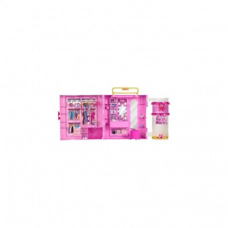 Barbie Closet with Spin & Style Feature, Vanity, Ottoman, 4 Fashions, 20+ Pieces, Portable Stora