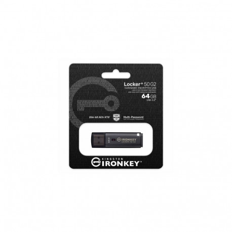 Kingston Pendrive 64GB IronKey Locker+50 USB 3.2 Black EU (IKLP50G2/64GB)