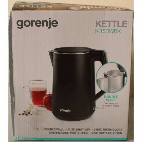 GORENJE SALE OUT. K15DWBK Kettle, Electric, Capacity 1.5 L, Power 2200 W, Stainless Steel, Black | S