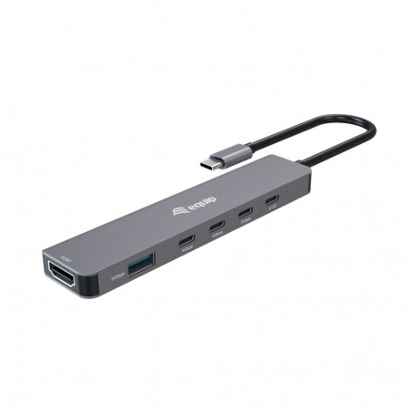 Equip USB-C 6 in 1 Multifunctional Adapter, HDMI 4K/30Hz, USB-C x 4 , USB-A x 1, 5Gbps, 100W USB PD