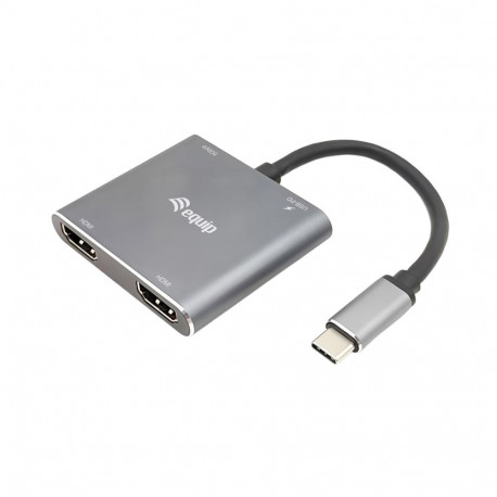 Equip USB-C 4-in-1 Dual HDMI Adapter, USB-C Hub with Dual HDMI USB 3.2 Gen 1 and 100W USB PD, USB-C 