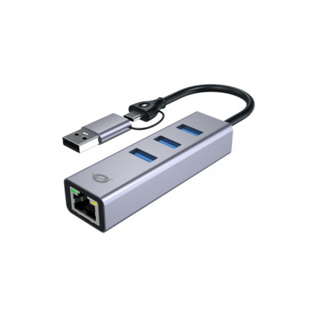 Conceptronic ABBY25G USB-C to Gigabit Network Adapter with 3-Port USB Hub