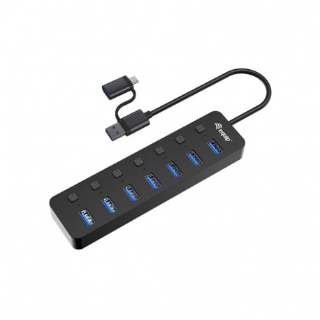 Equip 7-pordiline USB 3.2 Gen 1 jaotur toiteadapteriga