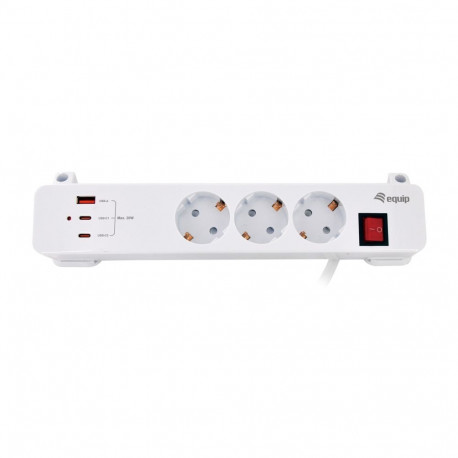 Equip 3-pesaline klambriga pikendusjuhe 3 x USB (2C + 1A)