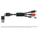 PYTHON laadimiskaabel USB-C/USB-A > USB-C/USB Micro-B/Lightning (ST-ST) 1m tekstiilkattega, must