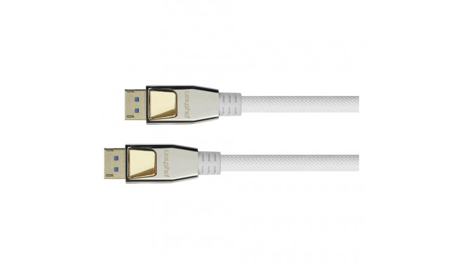 "Python DisplayPort 2.0 Kabel Nylongeflecht weiß 2m"