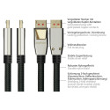 "Python DisplayPort 1.4 an HDMI 2.0 Kabel Nylong. schwarz 2m"