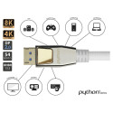 "Python DisplayPort 2.0 Kabel Nylongeflecht weiß 2m"