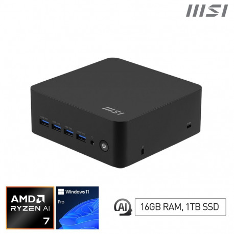 "MSI Cubi Z AI 8M R7 8845HS FS 16GB 1TB W11P AMD Ryzen 7 16 Go DDR5-SDRAM 1 To SSD Windows 11 Pro Mi