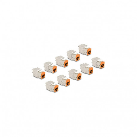 "Delock Keystone Modul RJ45 Buchse zu LSA Cat.6A werkzeugfrei orange Set 10 Stück"