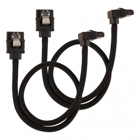 Corsair SATA-kaabel, esmaklassilise varrukaga, nurga all, 30cm, 2 tk, must