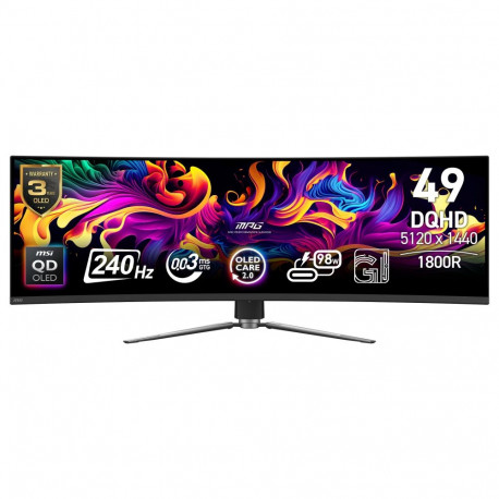 "124,5 cm (49"") 5120 x 1440 Pixel MSI 9S6-3FA84T-016 32:9 Dual QHD QD-OLED 0,03 ms 240 Hz HDR Displ