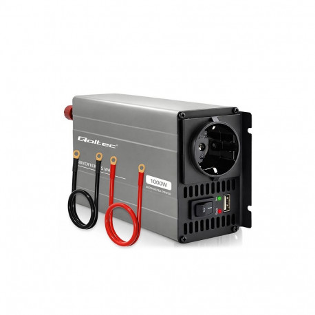 Qoltec Przetwornica napięcia MS Wave | 12V na 230V | 500/1000W | USB | Kompatybilna z LiFePO4 GEL AG