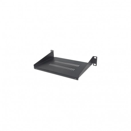 Intellinet 10" Cantilever Shelf, 1U, 150mm Depth, Vented, Max 45kg, Black, Three Year Warranty