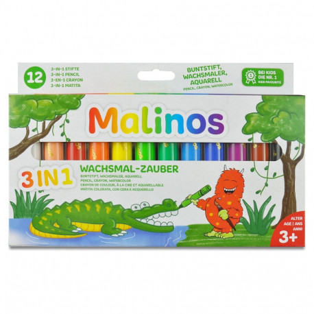 Malinos vahakriidid Wachsmal-Zauber 12 värvi 3+