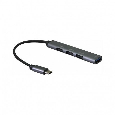 Helos USB-hub 4-ühes USB-C 3.2 pistik/3× USB-A 2.0 pesa + 1× USB-A 3.0 pesa, spacehall