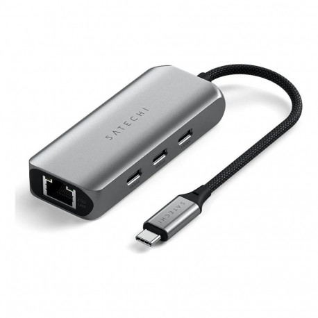 "Satechi USB-C 4-Port Hub with 2.5 Gigabit Ethernet space grey"