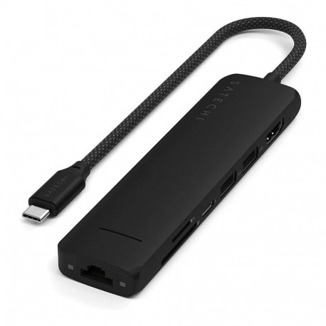 "Satechi USB-C Slim Multi-Port Hub (7 in 1 Adapter), Schwarz, ST-P7SK"
