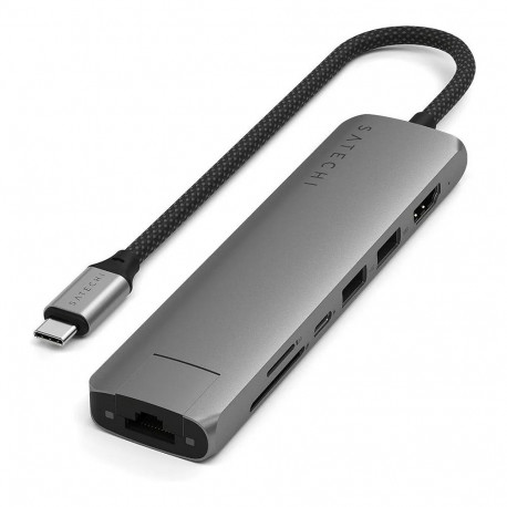 Satechi USB-C õhuke mitme pordiga jaotur (7-in-1-adapter), kosmosehall
