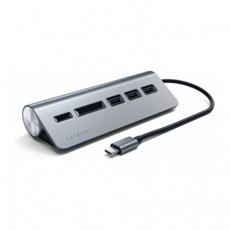 Satechi Type-C USB-jaotur ja kaardilugeja ST-TCHCRM alumiiniumist, kosmosehall