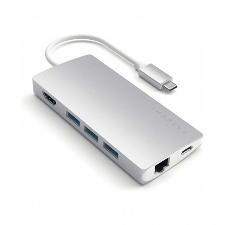 Satechi USB-C V2 mitme pordiga jaotur ST-TCMA2S 8 in 1, hõbedane
