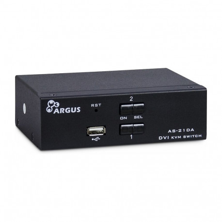 Inter-Tech KVM-lüliti AS-21DA DVI 2-portiline metall Front US