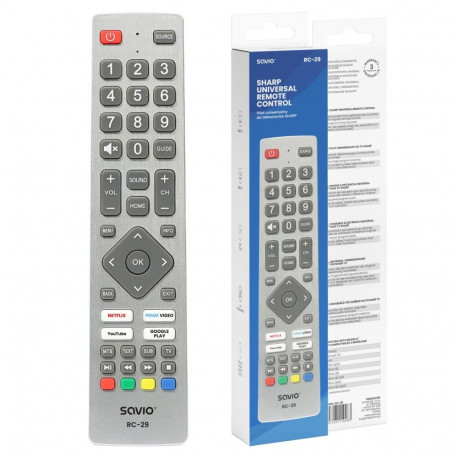 TV Remote Control - SAVIO RC-29 Universal Remote Control For Sharp TVs Grey
