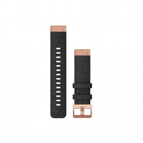 Garmin QuickFit 20 Watch Bands Heathered black nylon, rose gold hardware