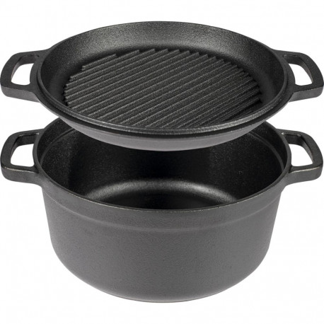 Cast iron pot with a pan BROWIN 330528, 5 L + 1 L, 32.3x26.2x14.7 cm, 5.865 kg