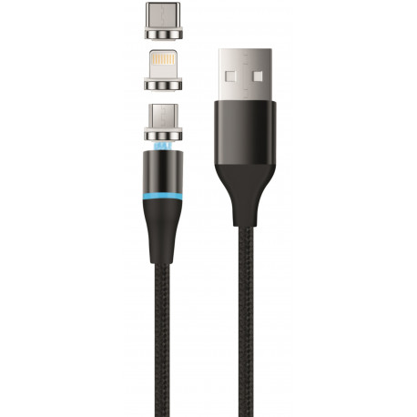 Setty kaabel 3in1 USB-A - USB-C/Lightning/microUSB 1m