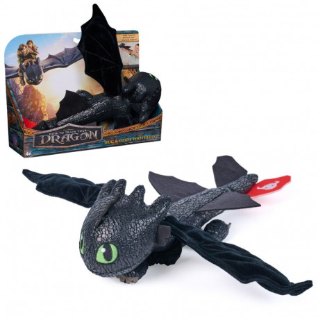 DreamWorks Dragons How to Train Your Dragon pehme mänguasi Toothless, kallistatav ja liuglev, 12” dr