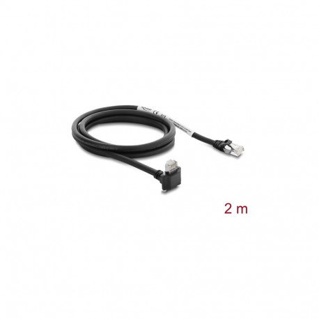 "GigE Kamera Kabel RJ45 Stecker 90° gewinkelt mit Schrauben, Steckerlänge 28 mm zu RJ45 Stecker Cat.