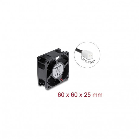 "Delock Axiallüfter 48 V DC, 60 x 60 x 25 mm mit 2 Pin Lüfteranschluss schwarz"