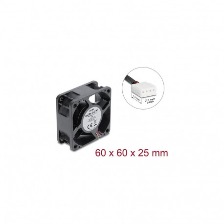 "Delock Axiallüfter 48 V DC, 60 x 60 x 25 mm mit 4 Pin PWM Lüfteranschluss schwarz"
