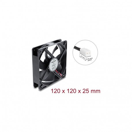 "Delock Axiallüfter 48 V DC, 120 x 120 x 25 mm mit 2 Pin Lüfteranschluss schwarz"