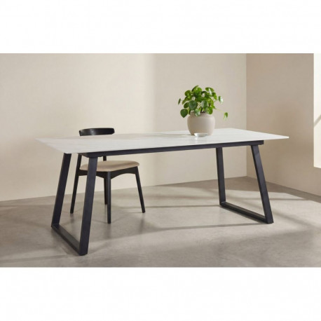 Söögilaud ESTELLE 200x90 cm, must/valge