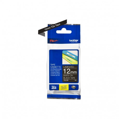 Brother TZe-335 Laminated Tape White on Black, TZe, 8 m, 1.2 cm