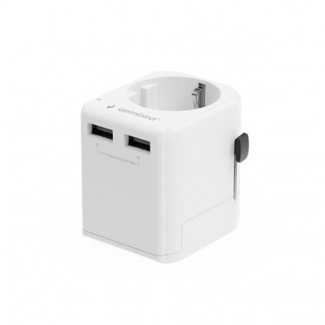 Gembird TPA-EU2A12-01-W EU to Universal travel power adapter, 12W, white |