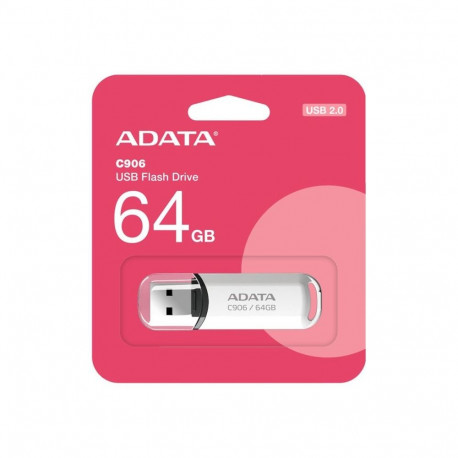 ADATA C906 64GB USB Flash Drive, White