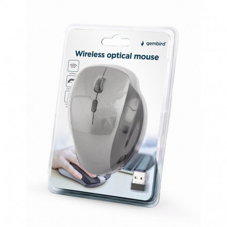 Gembird MOUSE USB OPTICAL WRL BLACK/SP. GREY MUSW-6B-02-BG