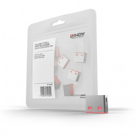 LINDY USB PORT BLOCKER 10PACK/PINK 40460