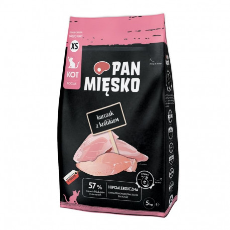 PAN MIĘSKO kuiv kassitoit kassipoegadele, kana küülikuga XS, 5kg