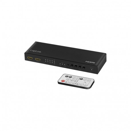 "Logilink HDMI switch, 4x2-Port, matrix, 4K/60 Hz, HDR, ARC, extract, scaler, RC"