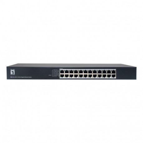 LevelOne GEU-2432 24-Port Gigabit Ethernet Switch, 4-Mode DIP Button, 19" Rackmount Unmanaged Switch