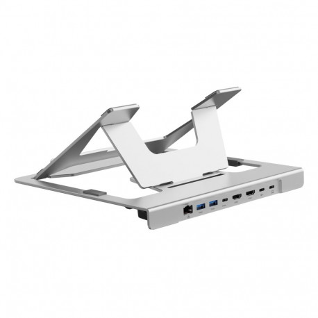 Conceptronic DONN35S Laptop Stand with 7-in-1 USB-C Docking Station, HDMI 4K60Hz x 2, GbE, USB-C 5Gb
