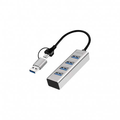 "Logilink USB 3.1 Hub, 4-port, USB-A+C, aluminum, grey"