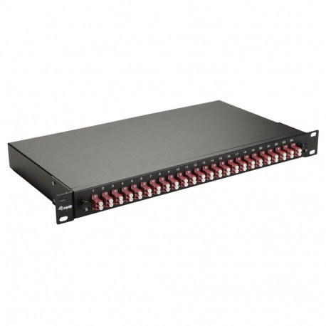 Equip kiudoptiline jätkukarp 24-pordiline, LC Duplex, OM4, 1U, komplekteeritud, must
