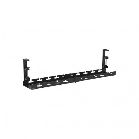 "Cable tray organizer, Under-Desk mounting, clamp-on, extendable, metal, black"